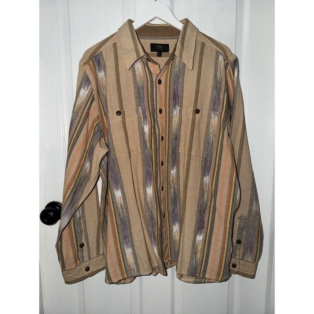 FRYE Men's‎ Southwest Print Cotton Shacket Button Size XL Long Sleeve Western